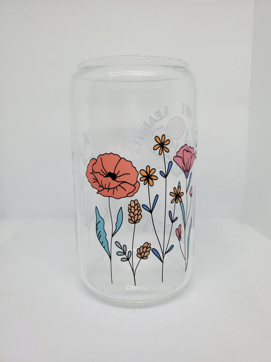 Flower 16 oz Glassware Cup